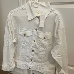 Lilly Pulitzer Women's Ivory Denim Jacket with Gold Accents